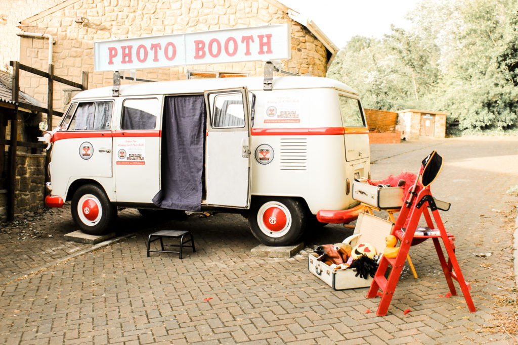 Photobooth Webster’s Ropery Sunderland camper photo booth all set up with props