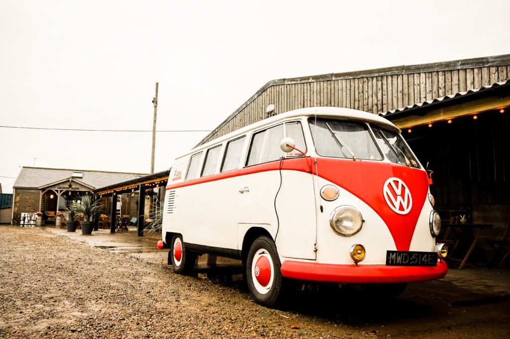 VW Camper Barn On The Bay Hemscott Hill Farm VW Camper at coastal farm wedding venue at Druridge Bay