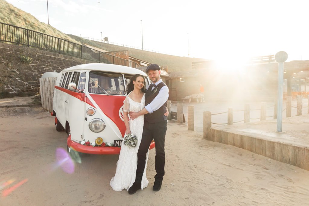 VW Wedding Hire Crusoes Longsands Tynemouth VW Splitscreen beach wedding