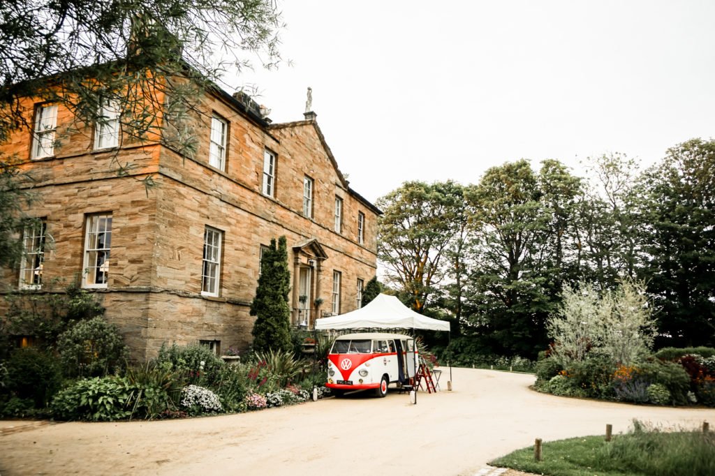 Vintage Photo Booth Newton Hall VW Camper under gazebo at luxury hotel