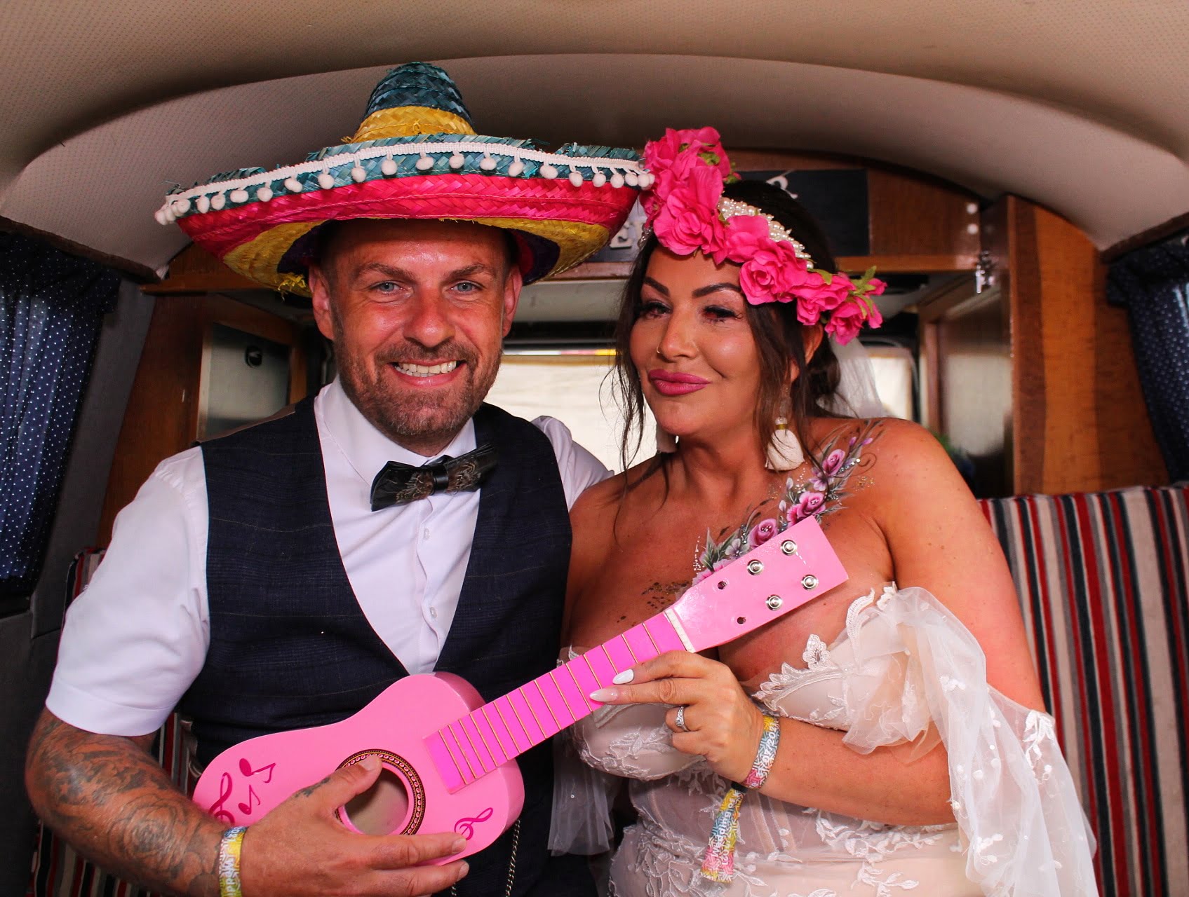 VW Campervan Photo Booth Photo booth picture with props inside VW van