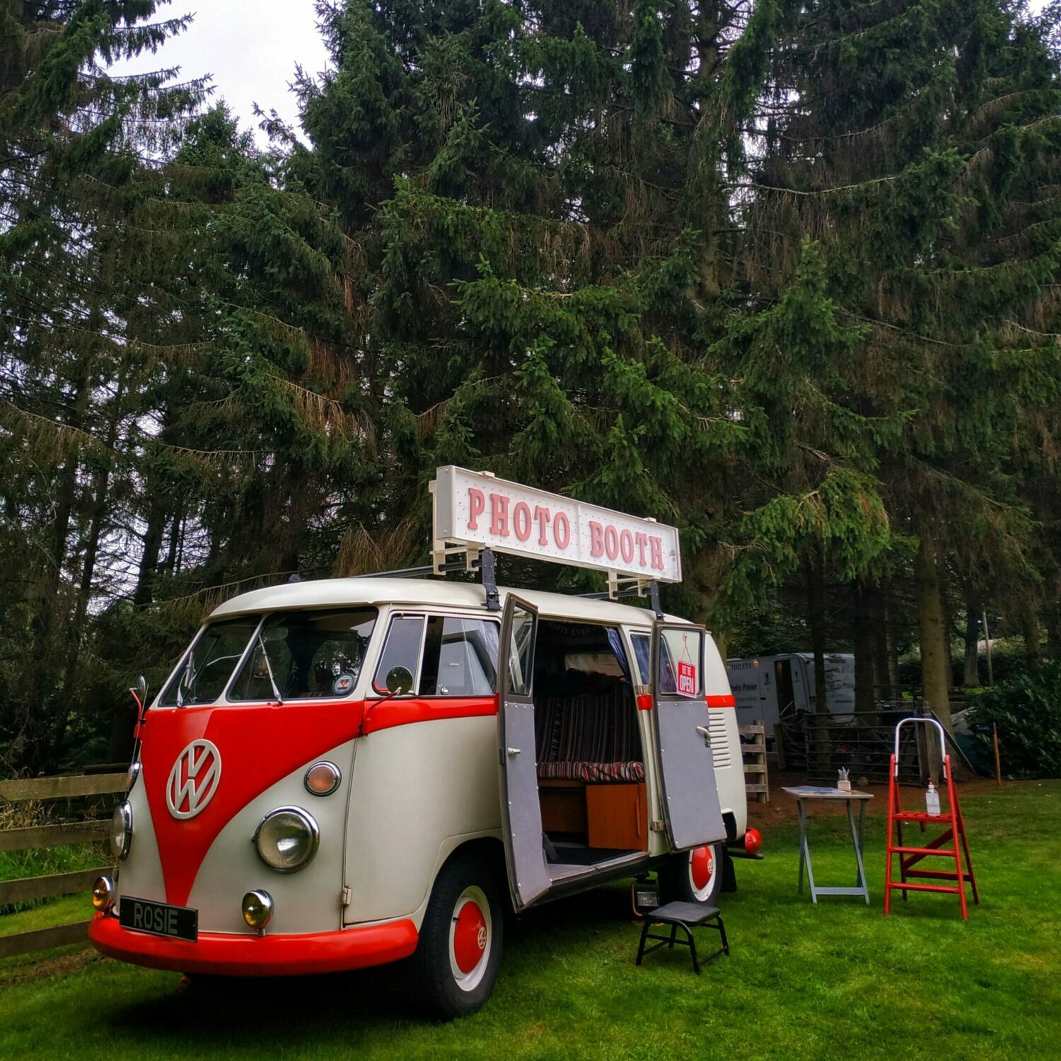 VW campervan photobooth at outdoor wedding in Northumberland