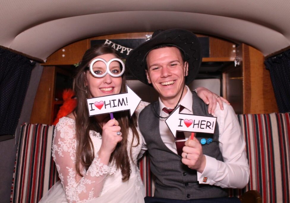 bride and groom photo booth picture