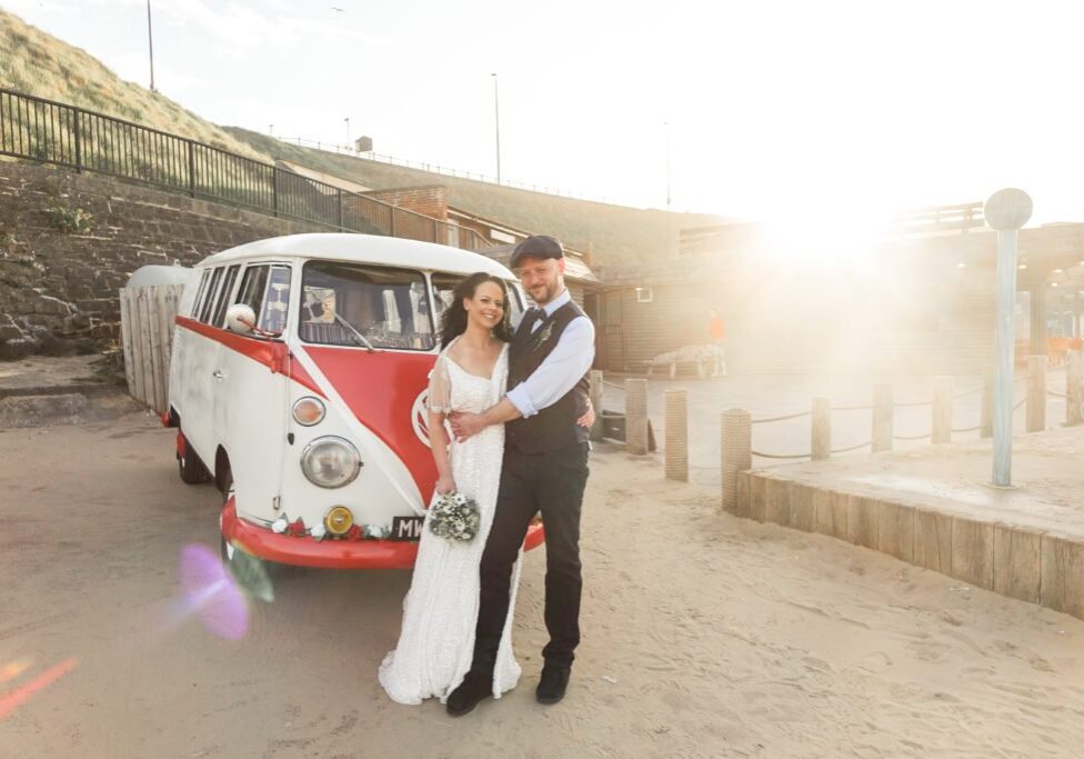 VW Splitscreen beach wedding