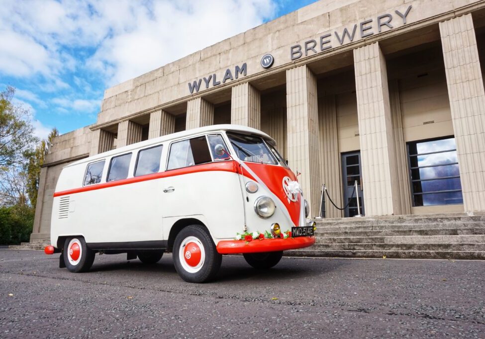 VW Camper Wedding Car outside Wylam brewery in Newcastle
